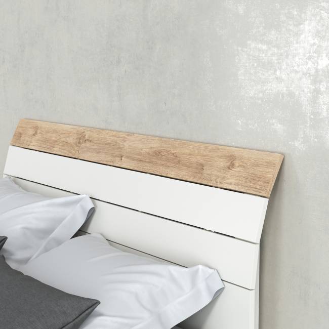 Кровать 11.41 Муссон 1600 с ортопедом и ТВ-тумба Квадро 13.276 цвет белый/чёрный/дуб эндгрейн элегантный