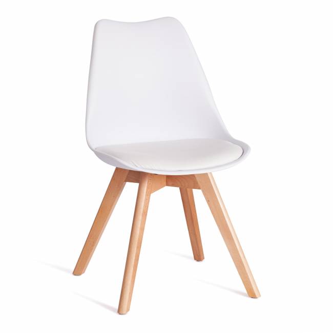 Стул TULIP (mod. 73-1) дерево/пластик/экокожа, 47,5x55x80 см, Белый (White) (Комплект из 4 шт.) белый