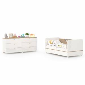Кровать в детскую Эйп с комодами на три ящика цвет белый/дуб белый
