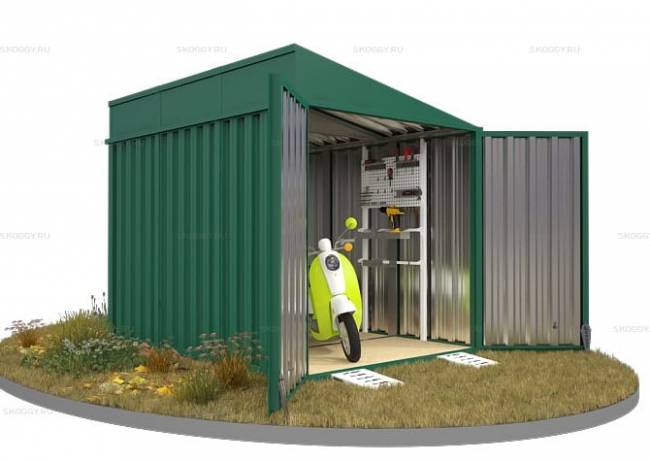 Хозблок SKOGGY секционный с односкатной крышей 3 х 2 м, зелёный мох Хозблок SKOGGY секционный с односкатной крышей 3 х 2 м, зелёный мох