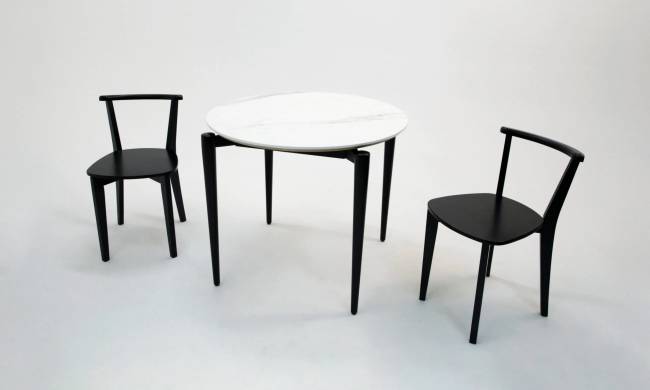 Стол Pawook К 90 чёрный/мрамор белый