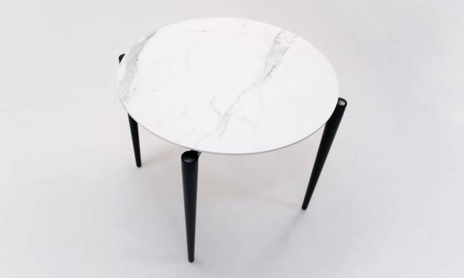 Стол Pawook К 90 чёрный/мрамор белый