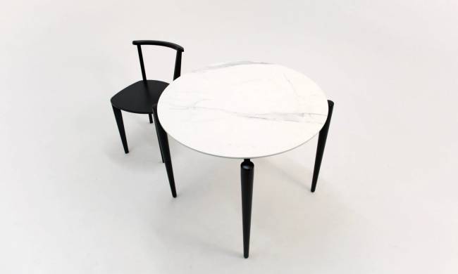 Стол Pawook К 90 чёрный/мрамор белый