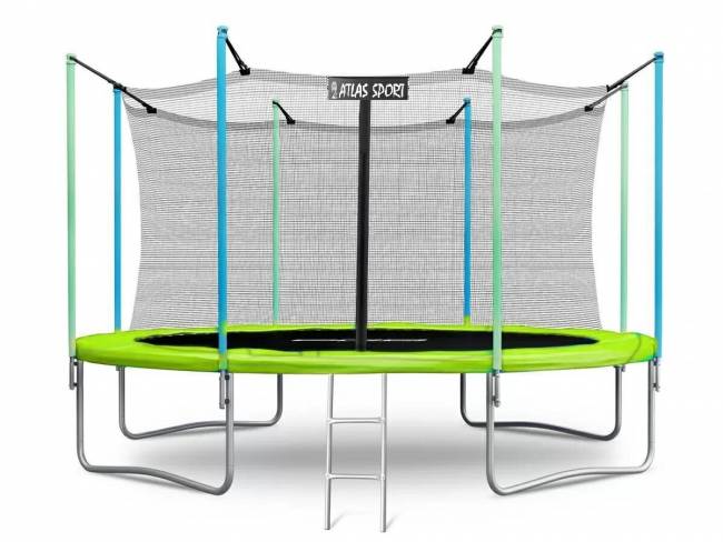 Батут "Atlas Sport 374 см (12 ft)", с внутренней сеткой и лестницей GREEN