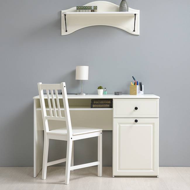 Стол письменный Роуз 12.148 цвет белый с тиснением поры дерева/ясень ваниль