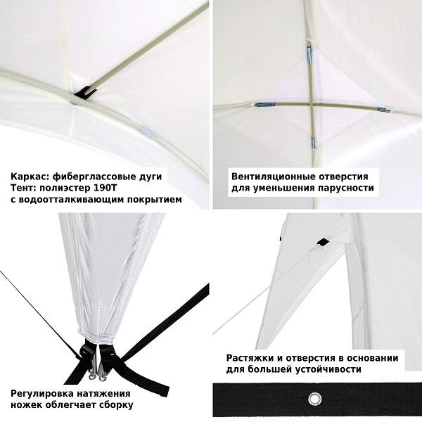 Тент садовый Green Glade 1260 4,5х4,5х2,65/2м полиэстер Тент садовый Green Glade 1260 4,5х4,5х2,65/2м полиэстер