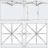 Зонт профессиональный двухкупольный 3.5х7.5 м Galaxia Dual T Timber имитация ироко, серебристо-серый 3500х7500 мм