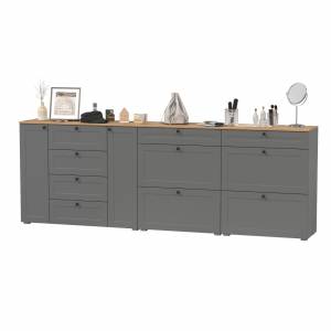 Две обувницы и комод Остин цвет серый графит/дуб крафт золотой