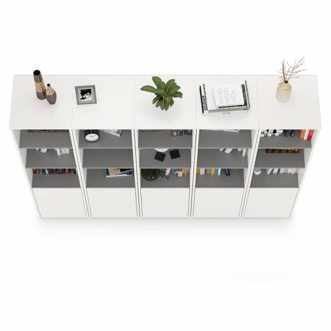 Открытые шкафы для библиотеки Торонто цвет белый шагрень/стальной серый Открытые шкафы для библиотеки Торонто цвет белый шагрень/стальной серый