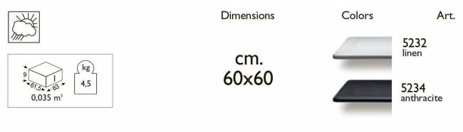 Столешница пластиковая квадратная для подстолья Dodo, Domino Folding лен 600х600 мм