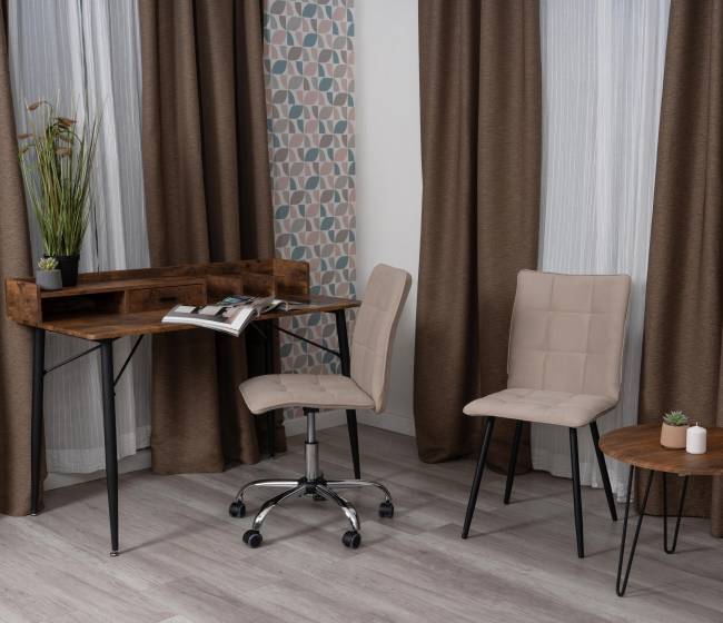 Комплект кресло + стул Bari LT, флок , бежевый/черный, 7, 41х55х89 см бежевый/черный флок