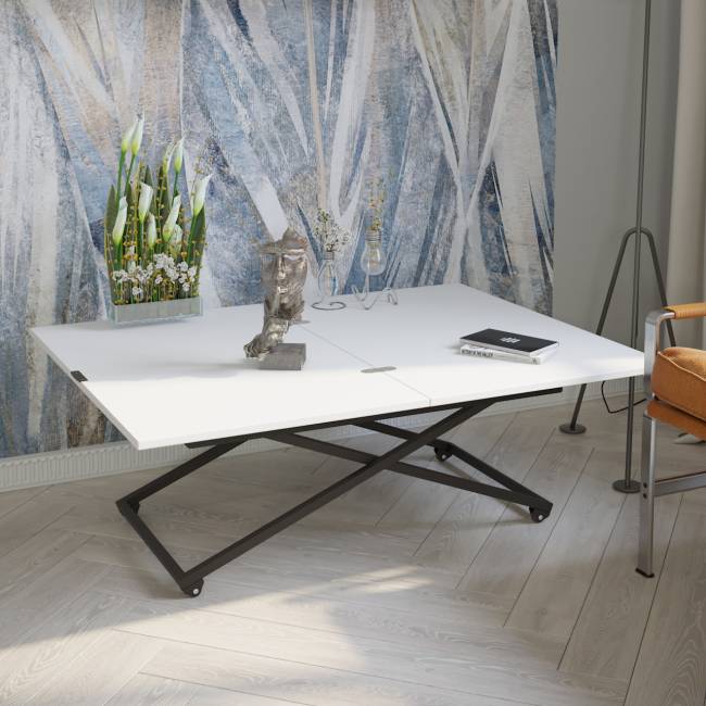 Стол универсальный трансформируемый АНДРЭ Loft ЛДСП белый/чёрный Стол универсальный трансформируемый АНДРЭ Loft ЛДСП белый/чёрный