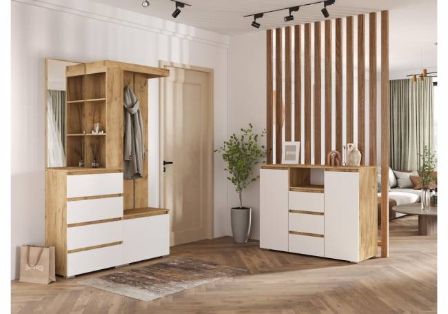 Комод Элла КМ 01 белый / дуб крафт золото