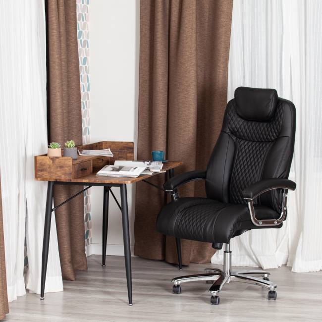 Кресло Trust (max) кож/зам, черный/черный стеганный/черный, 36-6/36-6/36-6/06 черный/черный стеганный/черный кож/зам