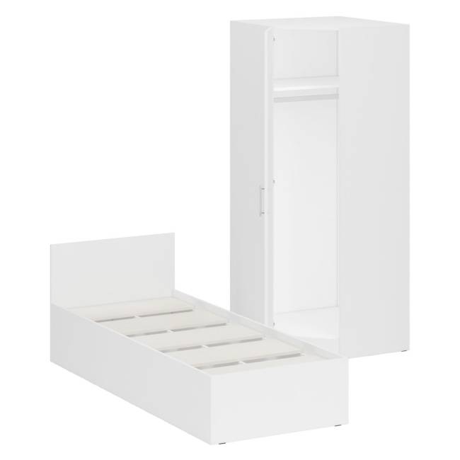 Кровать белая односпальная 800 с угловым шкафом Стандарт цвет белый Кровать белая односпальная 800 с угловым шкафом Стандарт цвет белый