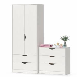 Детский шкаф для одежды с комодом Уна цвет белый