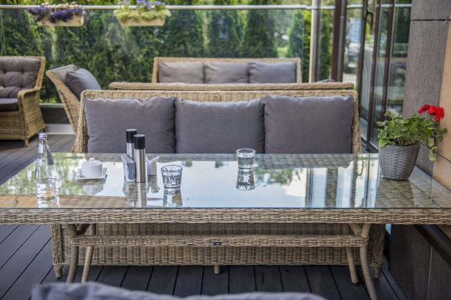 "Латте" плетеный стол из искусственного ротанга 160х90см, цвет соломенный "Латте" плетеный стол из искусственного ротанга 160х90см, цвет соломенный