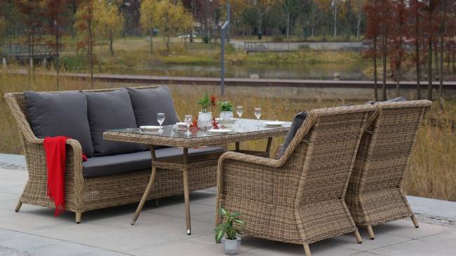 "Латте" плетеный стол из искусственного ротанга 160х90см, цвет соломенный "Латте" плетеный стол из искусственного ротанга 160х90см, цвет соломенный