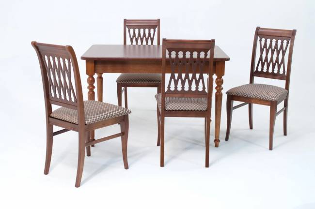 Обеденная группа Вивальди 120 со стульями Рич/ ромб коричневый, Орех Обеденная группа Вивальди 120 со стульями Рич/ ромб коричневый, Орех