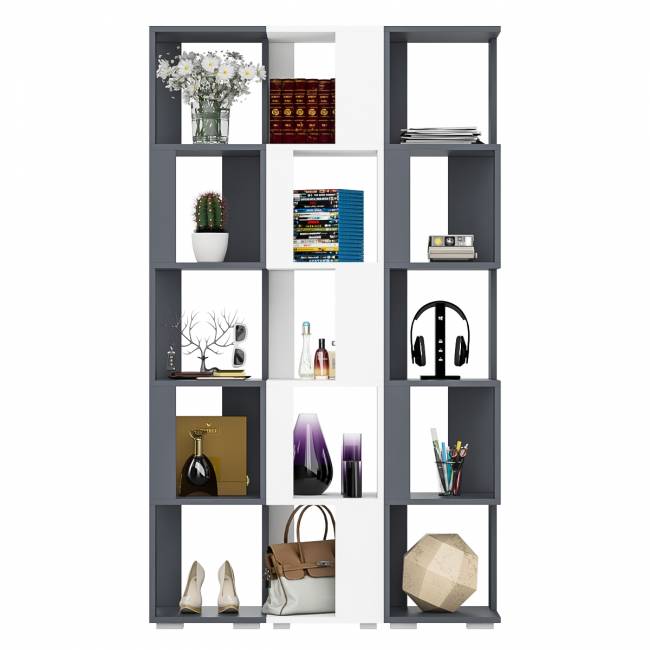 Комплект их 3-х открытых стеллажей цвет графит/белый Комплект их 3-х открытых стеллажей цвет графит/белый