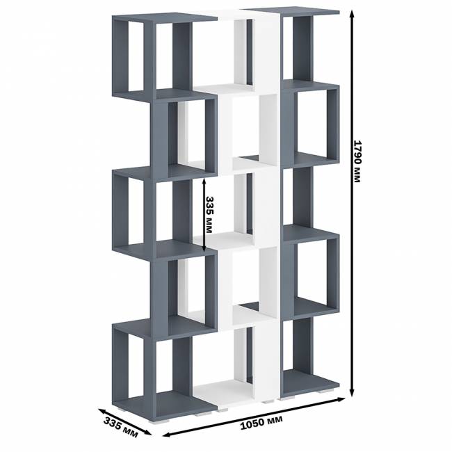 Комплект их 3-х открытых стеллажей цвет графит/белый Комплект их 3-х открытых стеллажей цвет графит/белый