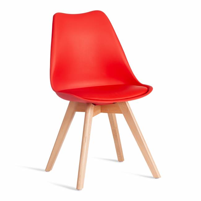 Стул TULIP (mod. 73-1) / 1 шт. в упаковке дерево/пластик/экокожа, 47,5x55x80 см, Красный (Red) красный