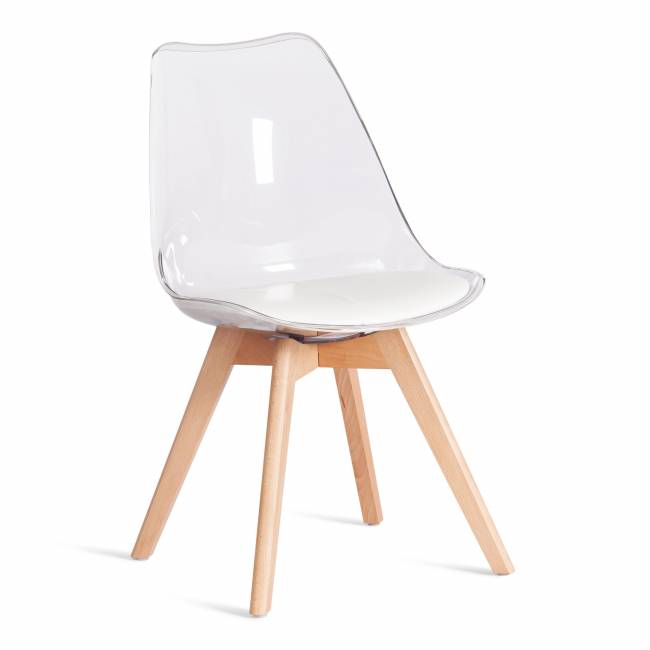 Стул TULIP (mod. 73-1) / 1 шт. в упаковке дерево/пластик/экокожа, 47,5x55x80 см, Прозрачный (Transparent) прозрачный