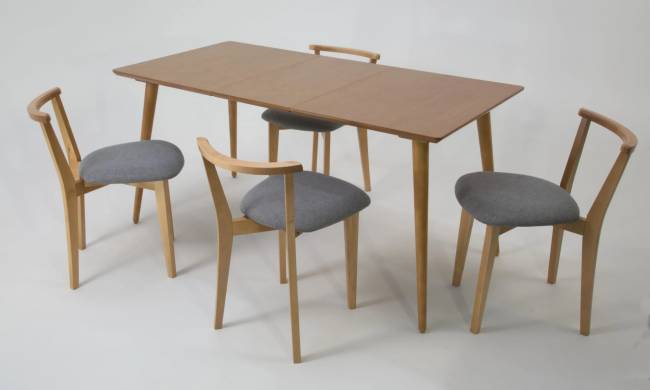 Стол Монте 120 натур со стульями Франк натур рогожка серый