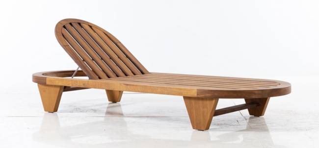 Шезлонг-лежак деревянный с матрасом Spain натуральный, голубой 2300х860x300 мм