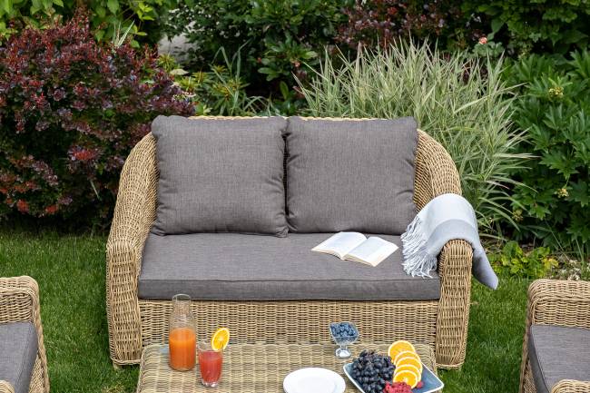 "Кон Панна" диван из искусственного ротанга двухместный, цвет соломенный "Кон Панна" диван из искусственного ротанга двухместный, цвет соломенный