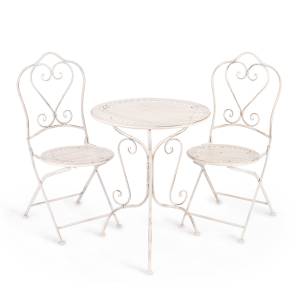 Комплект (стол + 2 стула) Secret de Maison Monique (mod. PL08-6241.6242) металл, стол:62*73, стул: 48*40*93, Античный белый (Antique White) Античный белый (Antique White) металл