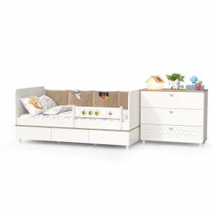 Детская кровать с ящиками и комод Эйп цвет белый/дуб белый