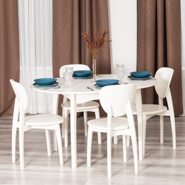 Стол DIAMANTE круглый бук, мдф, шпон дуба, 100 х 100+30 х 75 см, Ivory white Ivory white бук, мдф, шпон дуба Стол DIAMANTE круглый бук, мдф, шпон дуба, 100 х 100+30 х 75 см, Ivory white Ivory white бук, мдф, шпон дуба